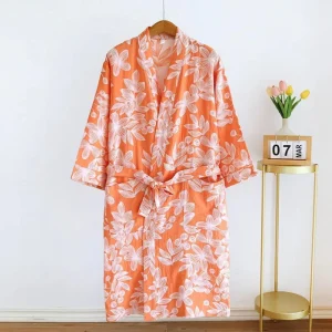 SereniLoom – Zachte & Ademende Kimono Badjas van Luxe Katoen voor Ontspannen Momenten