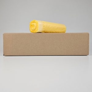 Gele Vuilniszakken 60 Liter | Trekband | HDPE | 25 My | 64×71 cm – 500 zakken
