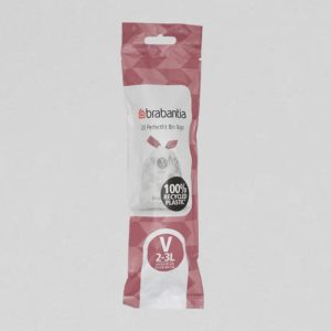 Brabantia Code V Vuilniszakken 2-3 Liter | Trekband | LDPE | 18 My | 23×29 cm – 240 zakken