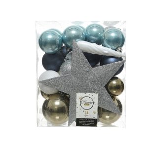 Decoris kerstballen set 33 delig incl. piek kunststof (Z)