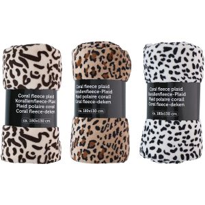 Fleece plaid panterprint 180x130cm