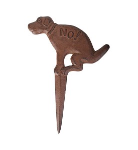 Tuinsteker gietijzer “niet poepen”